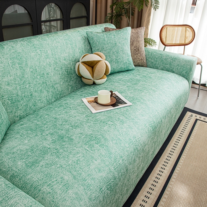 91家纺网 家纺一手货源 找家纺 沐沐家纺 2026春夏新款澜悦沙发套 天蓝