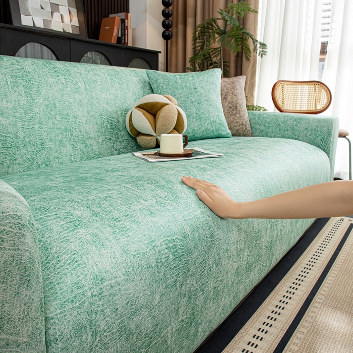 91家纺网 家纺一手货源 找家纺 沐沐家纺 2026春夏新款澜悦沙发套 天蓝