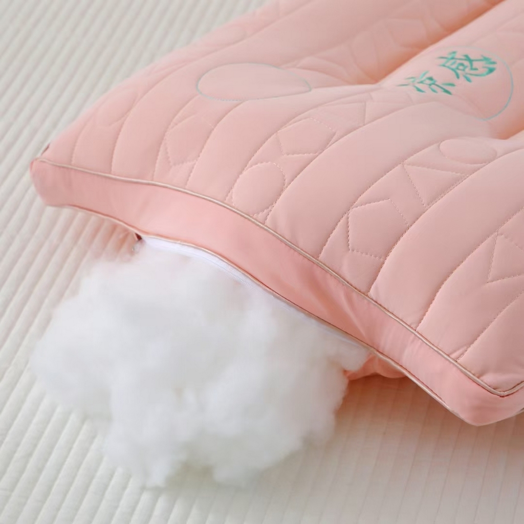 91家纺网 家纺一手货源 找家纺 佳尚枕芯2025年新款夏季清凉冰感冰丝乳胶功能护颈颈椎枕头枕芯 粉色48x74cm/只 低枕 