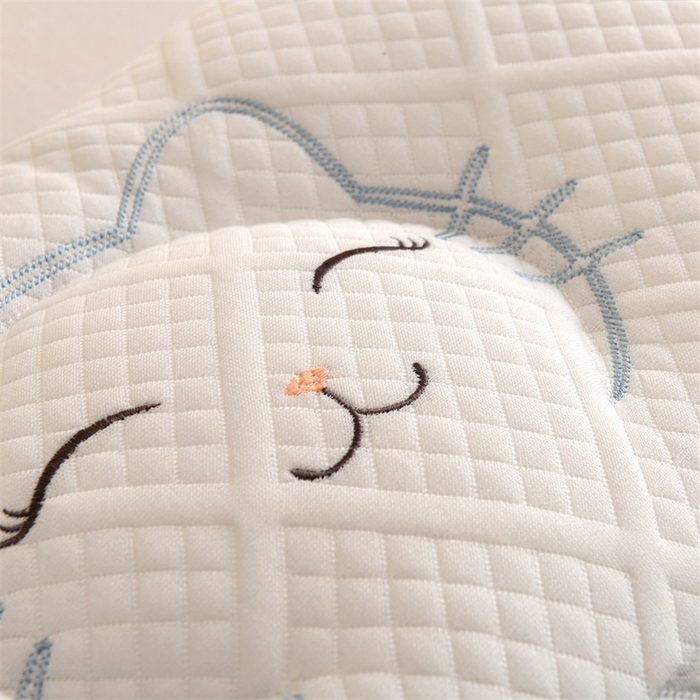 91家纺网 家纺一手货源 找家纺 佳尚枕芯2025新款刺绣情侣款深睡牵引枕枕头枕芯 猫咪反牵引枕-蓝42x65cm中枕/只