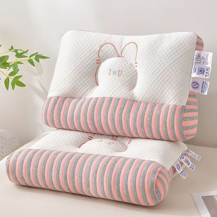 佳尚枕芯2025新款刺绣情侣款深睡牵引枕枕头枕芯 兔耳反牵引枕-红42x65cm中枕/只