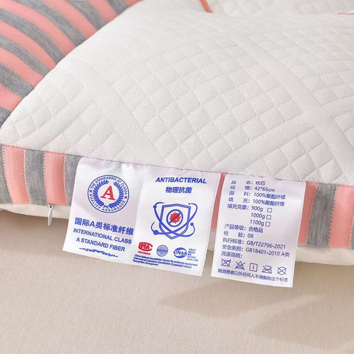 91家纺网 家纺一手货源 找家纺 佳尚枕芯2025新款刺绣情侣款深睡牵引枕枕头枕芯 兔耳反牵引枕-红42x65cm高枕/只