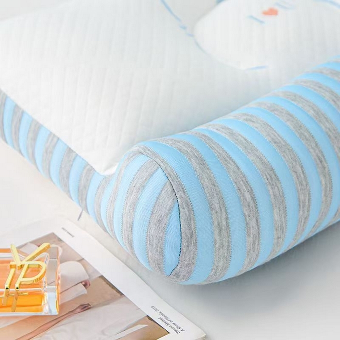 91家纺网 家纺一手货源 找家纺 佳尚枕芯2025新款刺绣情侣款深睡牵引枕枕头枕芯 兔耳反牵引枕-蓝42x65cm高枕/只