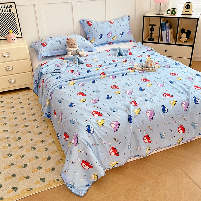 91家纺网 家纺一手货源 找家纺 VIP被业 2025新款书香绸网红直播小红书夏凉被凉感冰丝天丝夏被 快乐星球