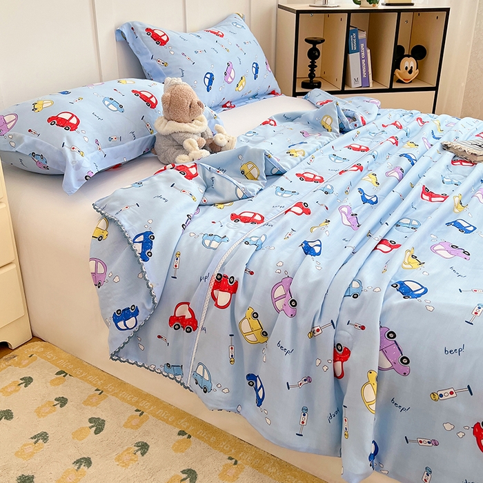 91家纺网 家纺一手货源 找家纺 VIP被业 2025新款书香绸网红直播小红书夏凉被凉感冰丝天丝夏被 快乐星球