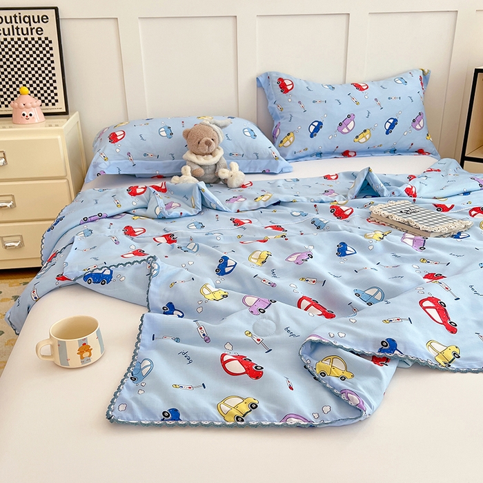 91家纺网 家纺一手货源 找家纺 VIP被业 2025新款书香绸网红直播小红书夏凉被凉感冰丝天丝夏被 快乐星球