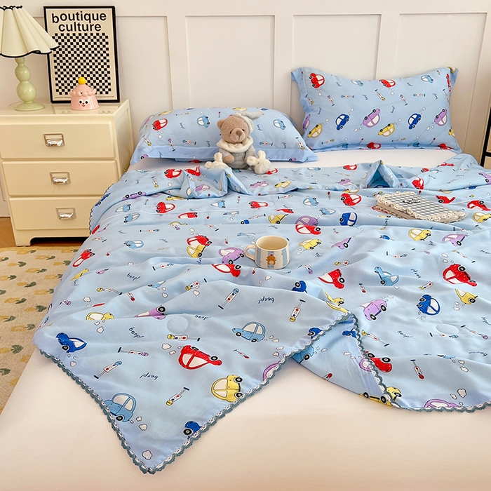 91家纺网 家纺一手货源 找家纺 VIP被业 2025新款书香绸网红直播小红书夏凉被凉感冰丝天丝夏被 快乐星球