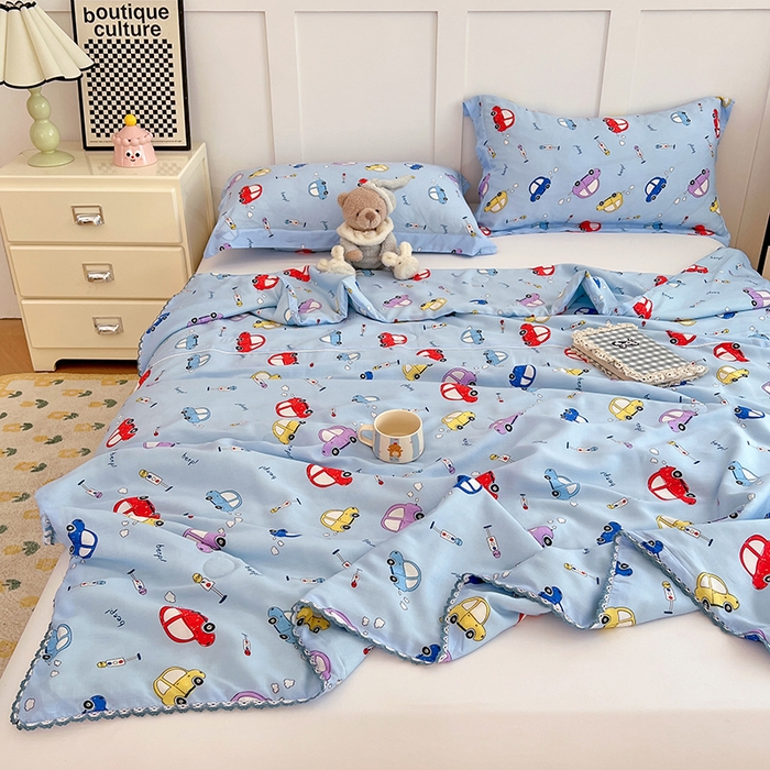 91家纺网 家纺一手货源 找家纺 VIP被业 2025新款书香绸网红直播小红书夏凉被凉感冰丝天丝夏被 快乐星球