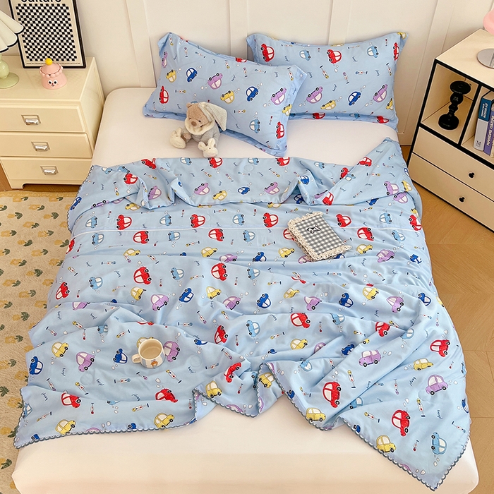 91家纺网 家纺一手货源 找家纺 VIP被业 2025新款书香绸网红直播小红书夏凉被凉感冰丝天丝夏被 快乐星球