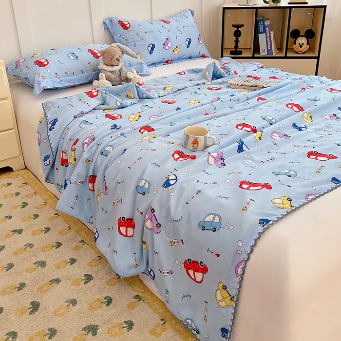 91家纺网 家纺一手货源 找家纺 VIP被业 2025新款书香绸网红直播小红书夏凉被凉感冰丝天丝夏被 快乐星球