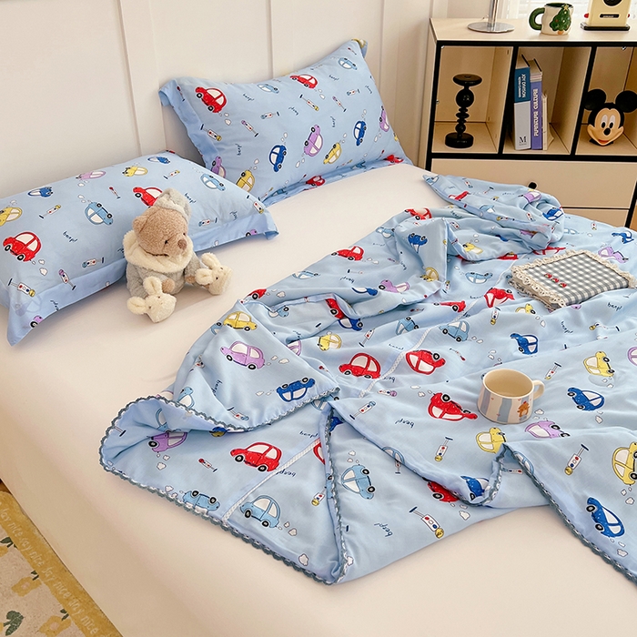 91家纺网 家纺一手货源 找家纺 VIP被业 2025新款书香绸网红直播小红书夏凉被凉感冰丝天丝夏被 快乐星球