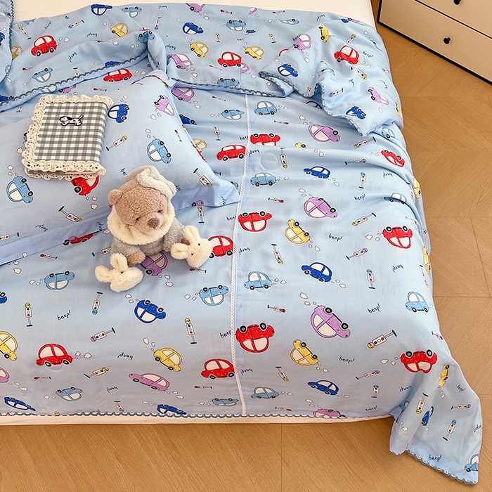 91家纺网 家纺一手货源 找家纺 VIP被业 2025新款书香绸网红直播小红书夏凉被凉感冰丝天丝夏被 快乐星球