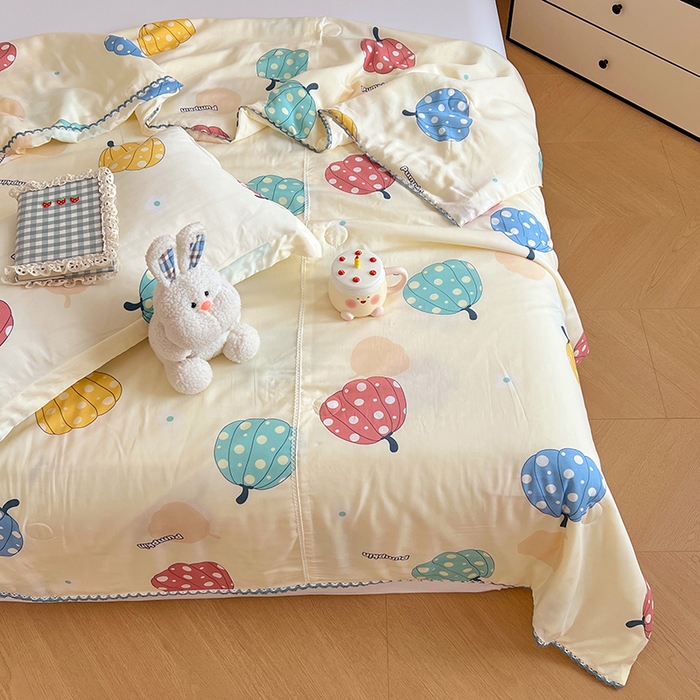 91家纺网 家纺一手货源 找家纺 VIP被业 2025新款书香绸网红直播小红书夏凉被凉感冰丝天丝夏被 南瓜乐园