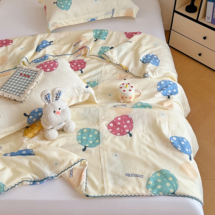 91家纺网 家纺一手货源 找家纺 VIP被业 2025新款书香绸网红直播小红书夏凉被凉感冰丝天丝夏被 南瓜乐园