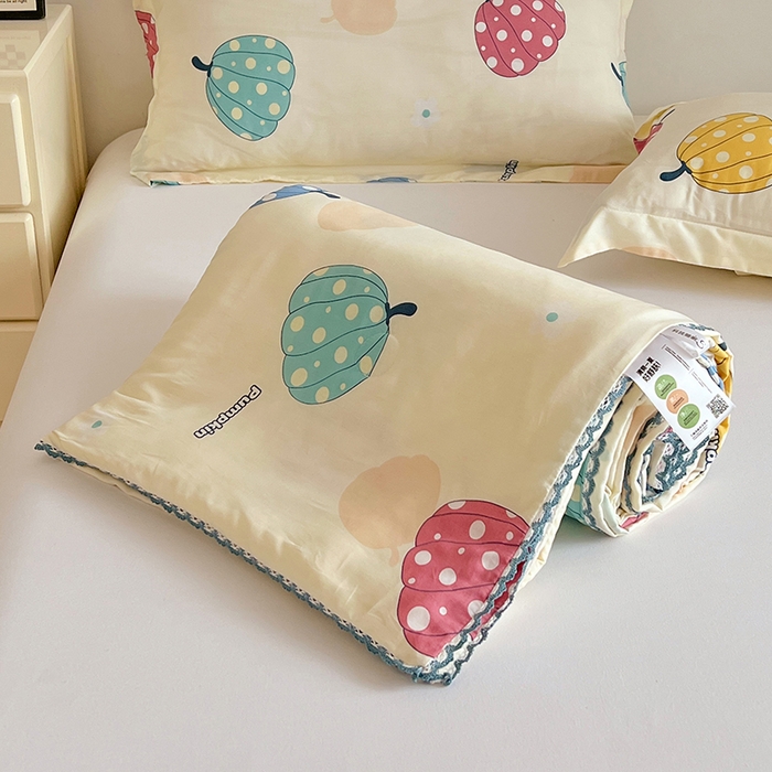 91家纺网 家纺一手货源 找家纺 VIP被业 2025新款书香绸网红直播小红书夏凉被凉感冰丝天丝夏被 南瓜乐园