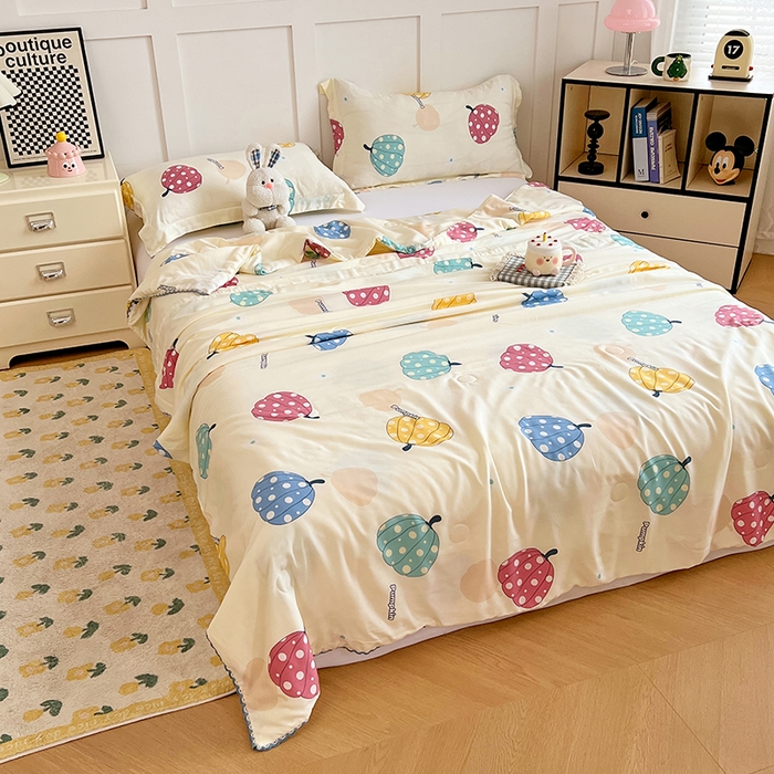 91家纺网 家纺一手货源 找家纺 VIP被业 2025新款书香绸网红直播小红书夏凉被凉感冰丝天丝夏被 南瓜乐园