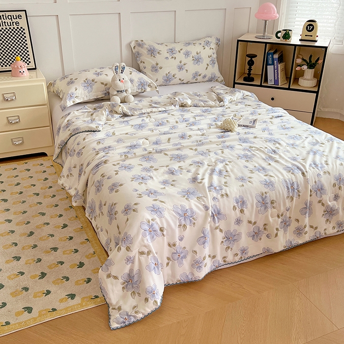 91家纺网 家纺一手货源 找家纺 VIP被业 2025新款书香绸网红直播小红书夏凉被凉感冰丝天丝夏被 岁堤春晓