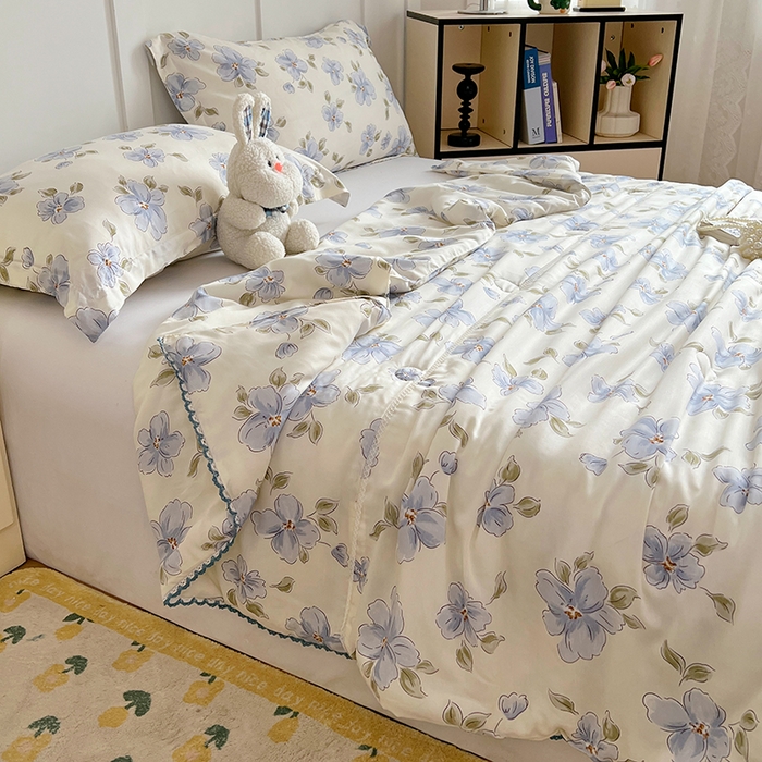 91家纺网 家纺一手货源 找家纺 VIP被业 2025新款书香绸网红直播小红书夏凉被凉感冰丝天丝夏被 岁堤春晓