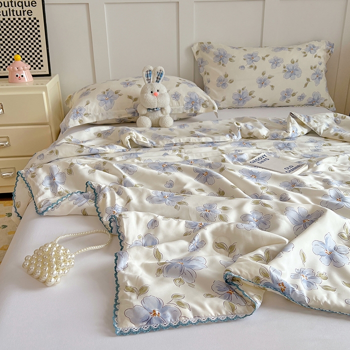 91家纺网 家纺一手货源 找家纺 VIP被业 2025新款书香绸网红直播小红书夏凉被凉感冰丝天丝夏被 岁堤春晓