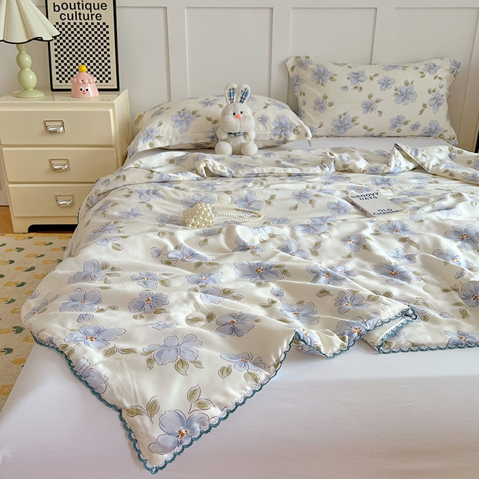 91家纺网 家纺一手货源 找家纺 VIP被业 2025新款书香绸网红直播小红书夏凉被凉感冰丝天丝夏被 岁堤春晓