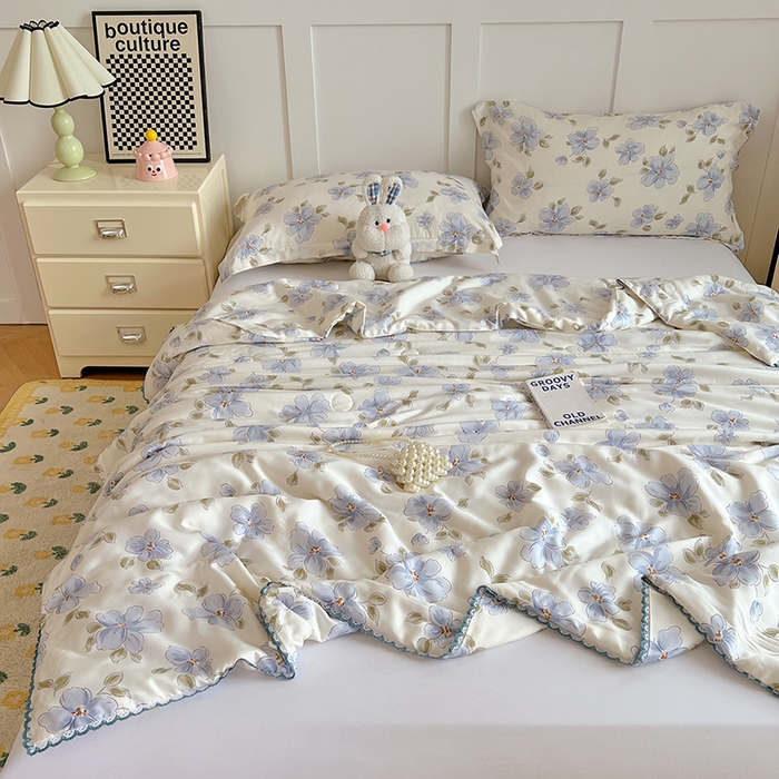 91家纺网 家纺一手货源 找家纺 VIP被业 2025新款书香绸网红直播小红书夏凉被凉感冰丝天丝夏被 岁堤春晓