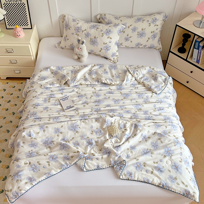 91家纺网 家纺一手货源 找家纺 VIP被业 2025新款书香绸网红直播小红书夏凉被凉感冰丝天丝夏被 岁堤春晓