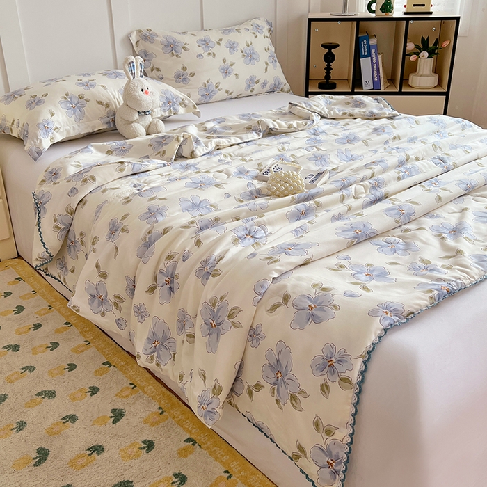 91家纺网 家纺一手货源 找家纺 VIP被业 2025新款书香绸网红直播小红书夏凉被凉感冰丝天丝夏被 岁堤春晓