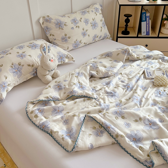 91家纺网 家纺一手货源 找家纺 VIP被业 2025新款书香绸网红直播小红书夏凉被凉感冰丝天丝夏被 岁堤春晓