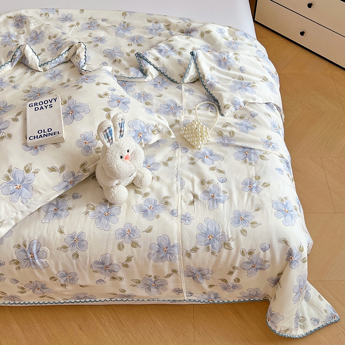 91家纺网 家纺一手货源 找家纺 VIP被业 2025新款书香绸网红直播小红书夏凉被凉感冰丝天丝夏被 岁堤春晓