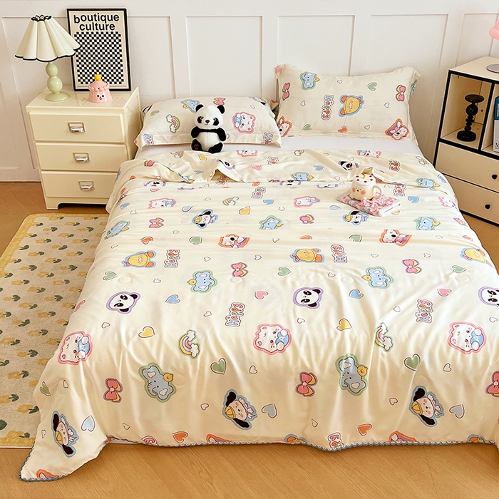 91家纺网 家纺一手货源 找家纺 VIP被业 2025新款书香绸网红直播小红书夏凉被凉感冰丝天丝夏被 童话故事