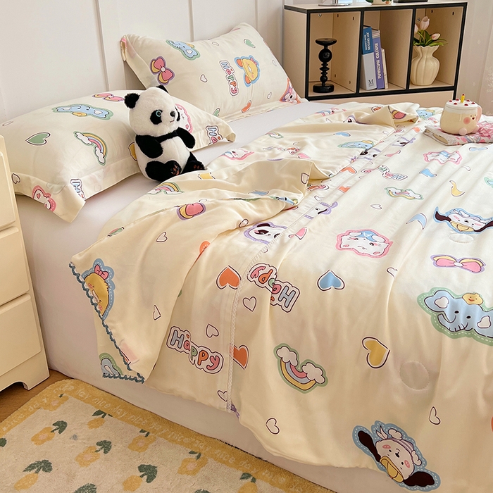 91家纺网 家纺一手货源 找家纺 VIP被业 2025新款书香绸网红直播小红书夏凉被凉感冰丝天丝夏被 童话故事