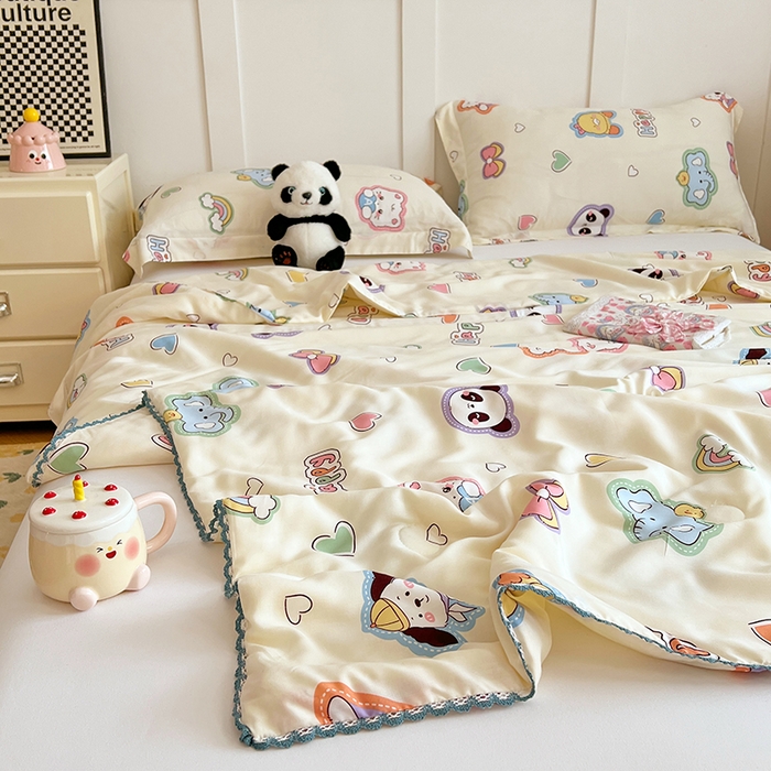 91家纺网 家纺一手货源 找家纺 VIP被业 2025新款书香绸网红直播小红书夏凉被凉感冰丝天丝夏被 童话故事