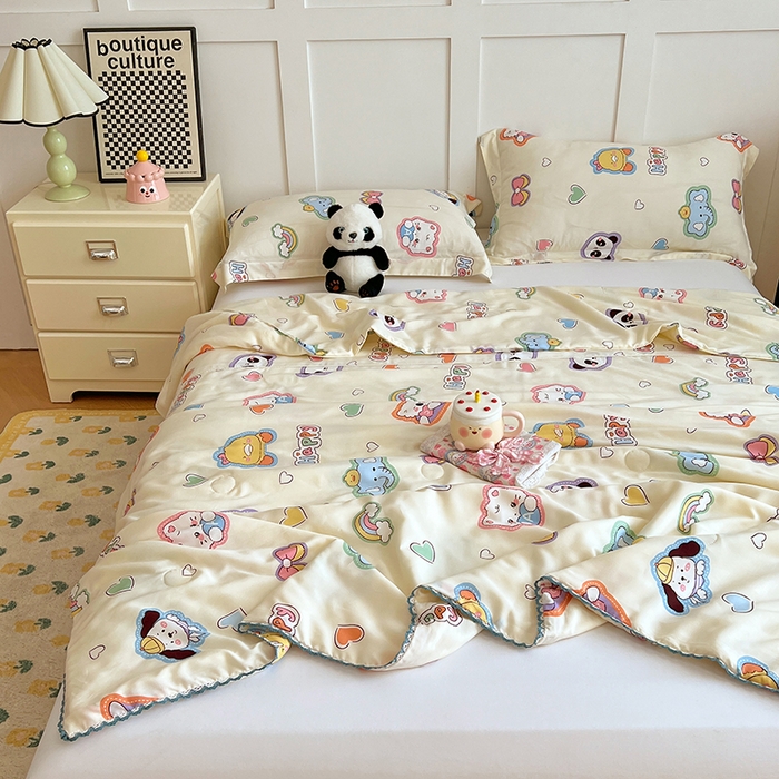 91家纺网 家纺一手货源 找家纺 VIP被业 2025新款书香绸网红直播小红书夏凉被凉感冰丝天丝夏被 童话故事