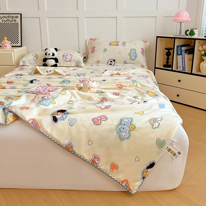 91家纺网 家纺一手货源 找家纺 VIP被业 2025新款书香绸网红直播小红书夏凉被凉感冰丝天丝夏被 童话故事