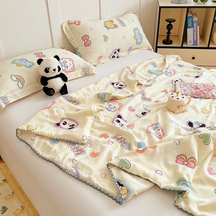 91家纺网 家纺一手货源 找家纺 VIP被业 2025新款书香绸网红直播小红书夏凉被凉感冰丝天丝夏被 童话故事