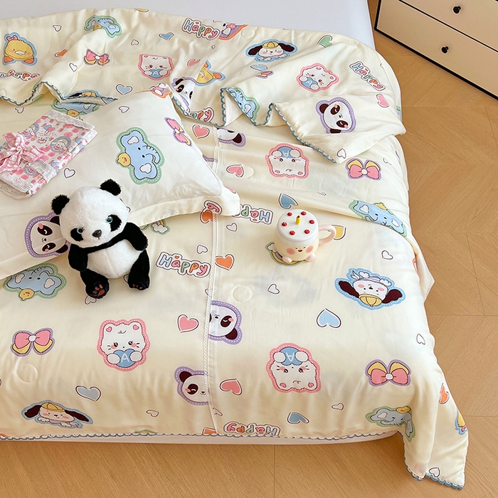 91家纺网 家纺一手货源 找家纺 VIP被业 2025新款书香绸网红直播小红书夏凉被凉感冰丝天丝夏被 童话故事