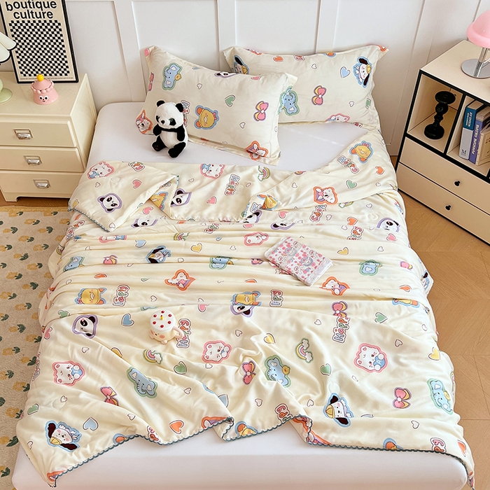 91家纺网 家纺一手货源 找家纺 VIP被业 2025新款书香绸网红直播小红书夏凉被凉感冰丝天丝夏被 童话故事