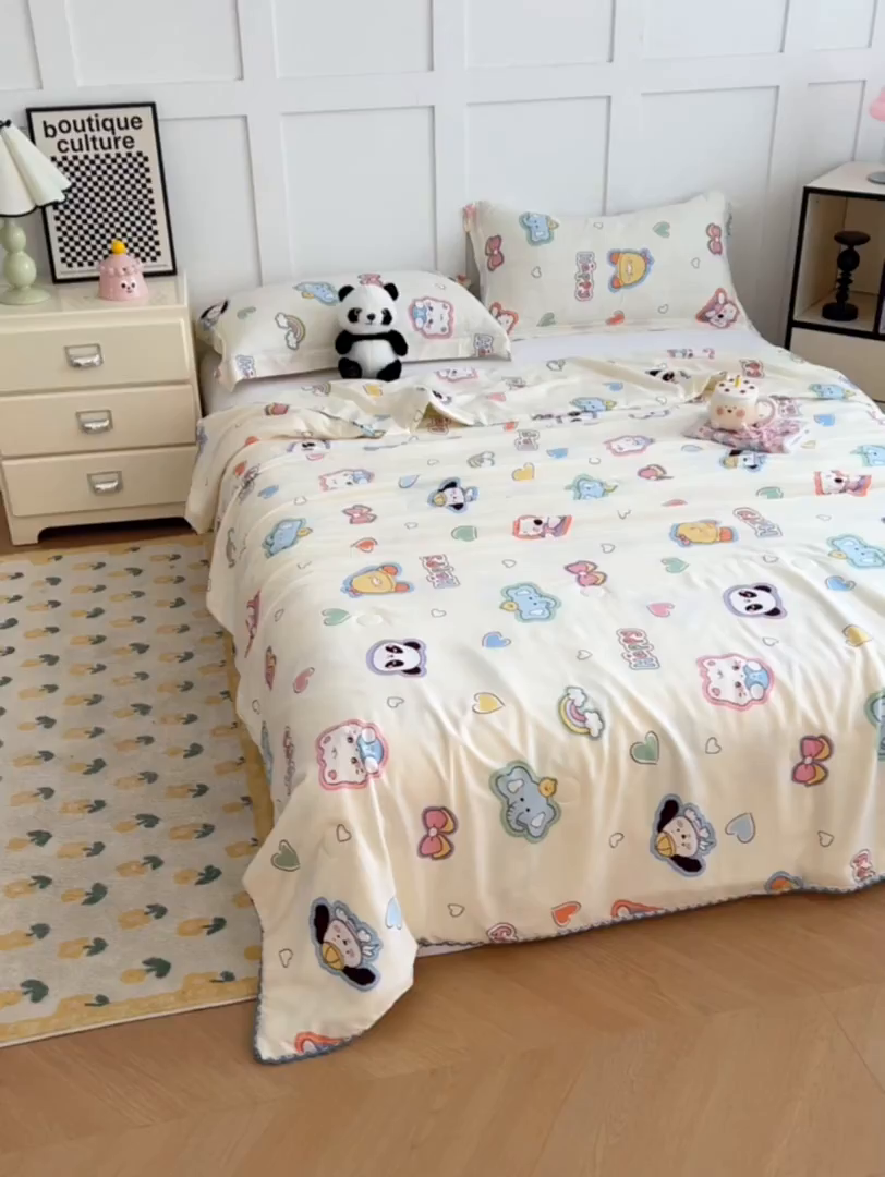 91家纺网 家纺一手货源 找家纺 VIP被业 2025新款书香绸网红直播小红书夏凉被凉感冰丝天丝夏被 童话故事