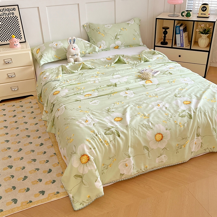 91家纺网 家纺一手货源 找家纺 VIP被业 2025新款书香绸网红直播小红书夏凉被凉感冰丝天丝夏被 微风吹过