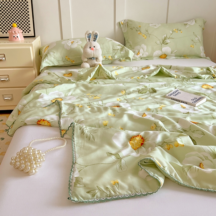 91家纺网 家纺一手货源 找家纺 VIP被业 2025新款书香绸网红直播小红书夏凉被凉感冰丝天丝夏被 微风吹过