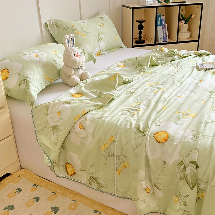 91家纺网 家纺一手货源 找家纺 VIP被业 2025新款书香绸网红直播小红书夏凉被凉感冰丝天丝夏被 微风吹过