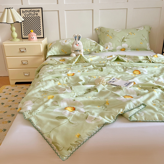 91家纺网 家纺一手货源 找家纺 VIP被业 2025新款书香绸网红直播小红书夏凉被凉感冰丝天丝夏被 微风吹过