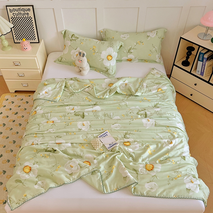 91家纺网 家纺一手货源 找家纺 VIP被业 2025新款书香绸网红直播小红书夏凉被凉感冰丝天丝夏被 微风吹过