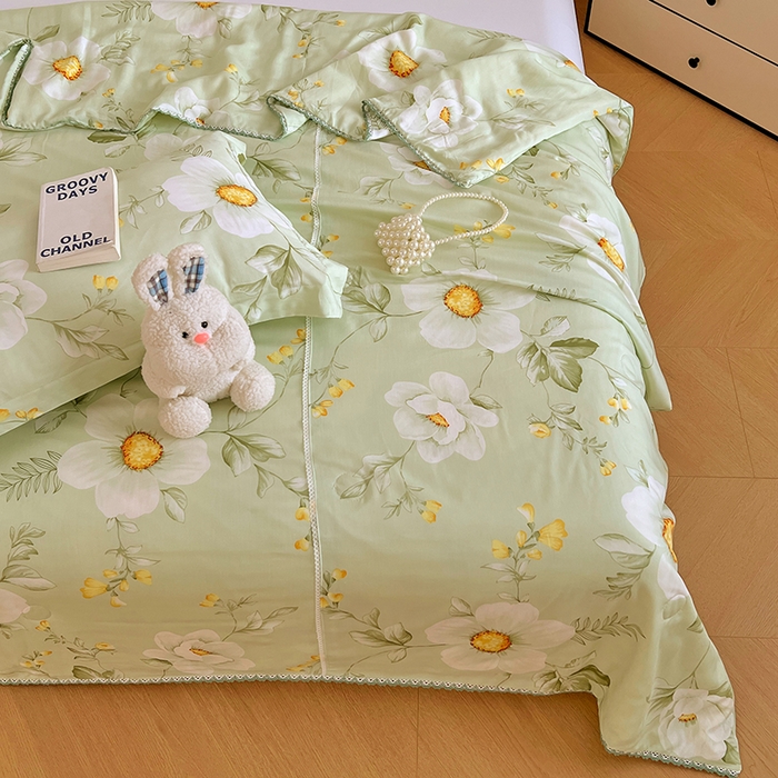 91家纺网 家纺一手货源 找家纺 VIP被业 2025新款书香绸网红直播小红书夏凉被凉感冰丝天丝夏被 微风吹过