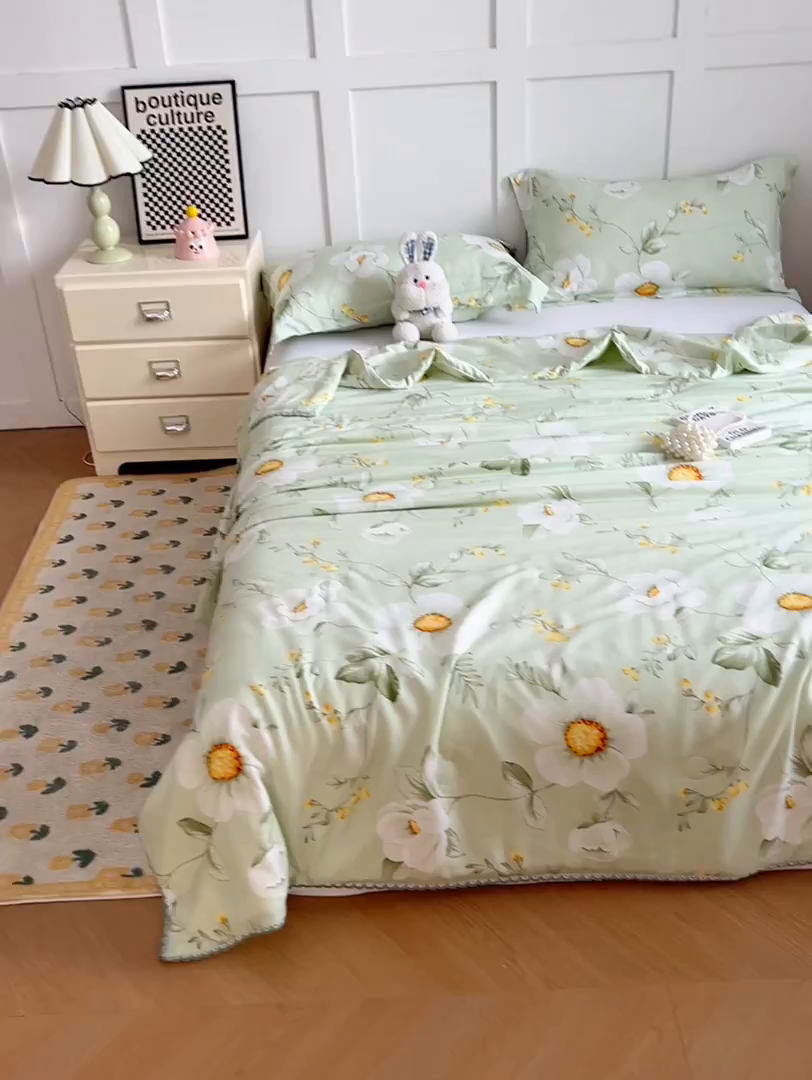 91家纺网 家纺一手货源 找家纺 VIP被业 2025新款书香绸网红直播小红书夏凉被凉感冰丝天丝夏被 微风吹过