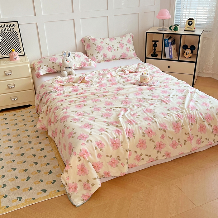 91家纺网 家纺一手货源 找家纺 VIP被业 2025新款书香绸网红直播小红书夏凉被凉感冰丝天丝夏被 醉梦仙霖