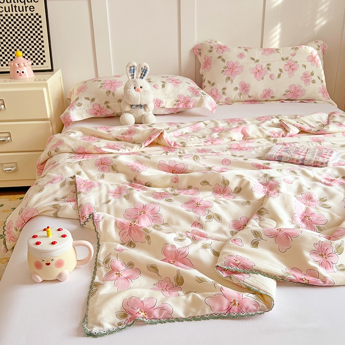 91家纺网 家纺一手货源 找家纺 VIP被业 2025新款书香绸网红直播小红书夏凉被凉感冰丝天丝夏被 醉梦仙霖