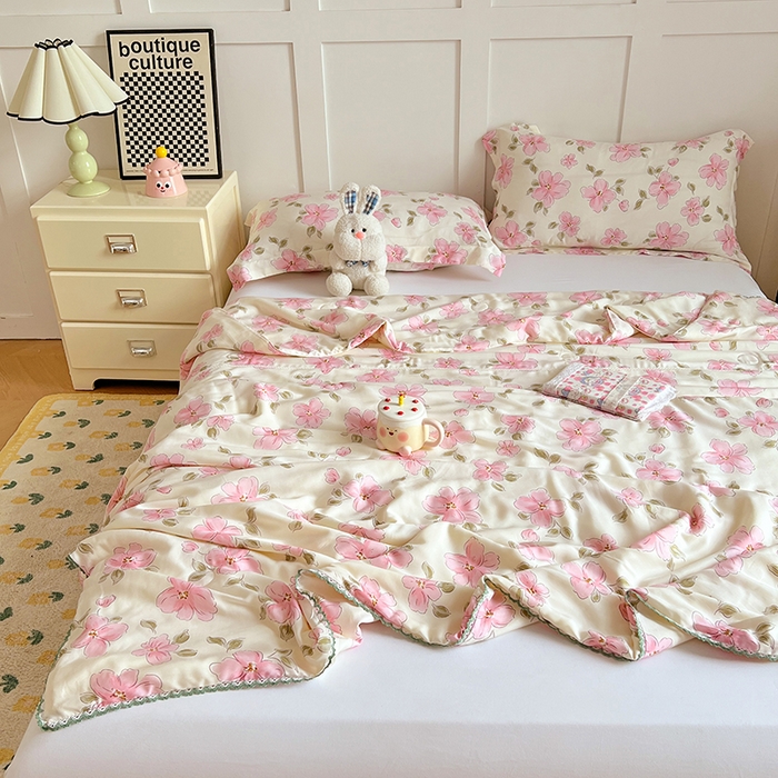 91家纺网 家纺一手货源 找家纺 VIP被业 2025新款书香绸网红直播小红书夏凉被凉感冰丝天丝夏被 醉梦仙霖