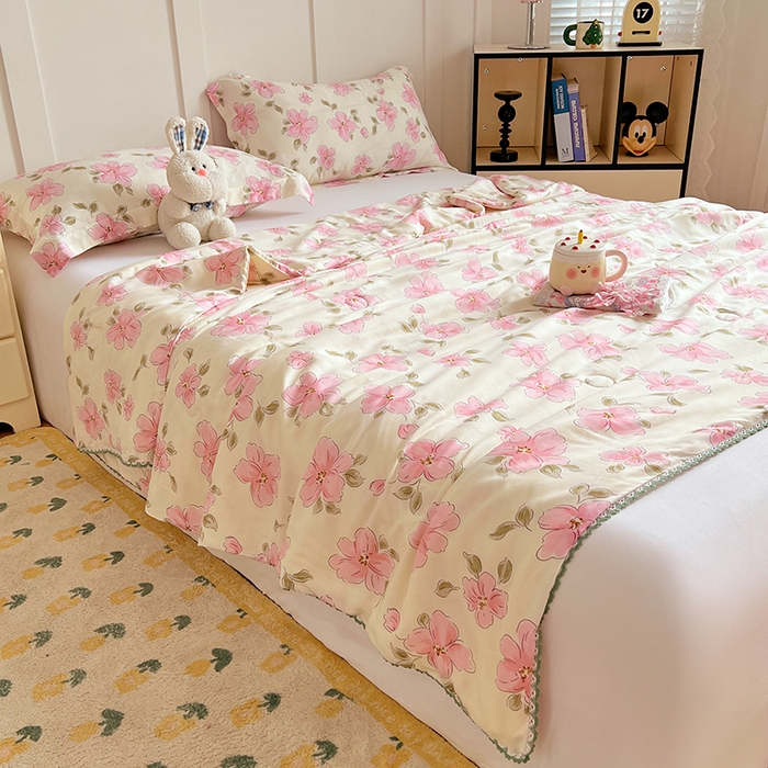 91家纺网 家纺一手货源 找家纺 VIP被业 2025新款书香绸网红直播小红书夏凉被凉感冰丝天丝夏被 醉梦仙霖