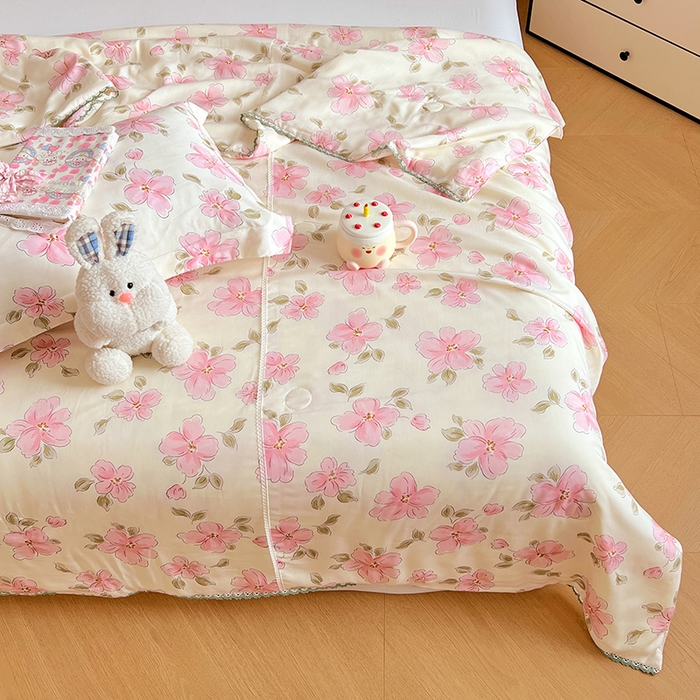 91家纺网 家纺一手货源 找家纺 VIP被业 2025新款书香绸网红直播小红书夏凉被凉感冰丝天丝夏被 醉梦仙霖